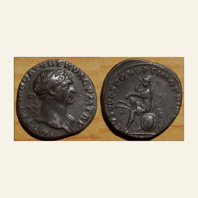 Avers, du denarius, pour Trajan (AD 98-117). Silver denarius (3.18 gm). AD 103-111., 98-117, RIC RIC 98