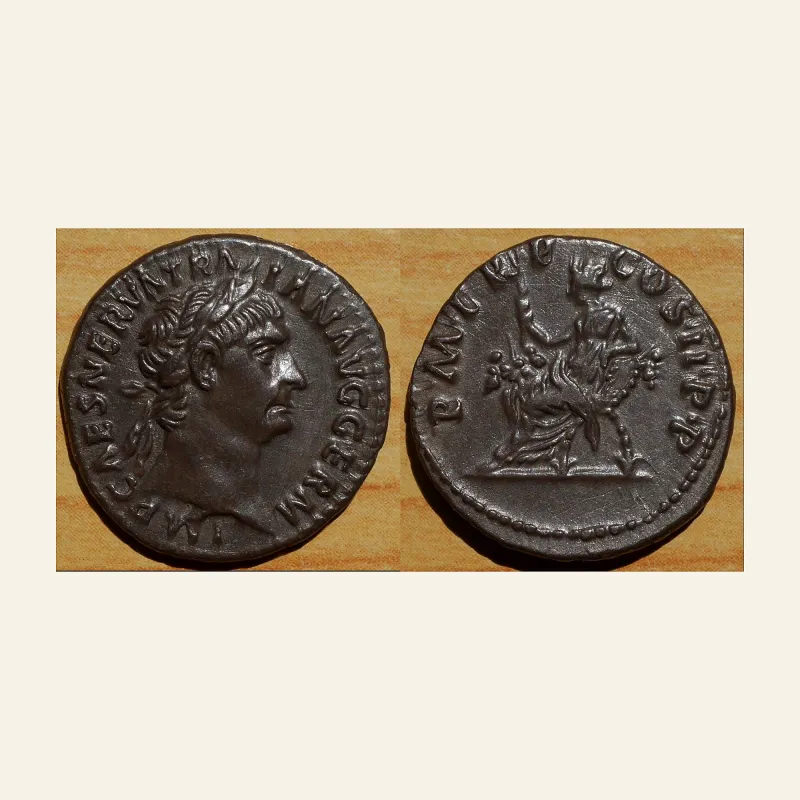 Obverse, of the denarius, for Trajan AR Denarius. Rome, AD 98-99., mint of Rome, 98-99