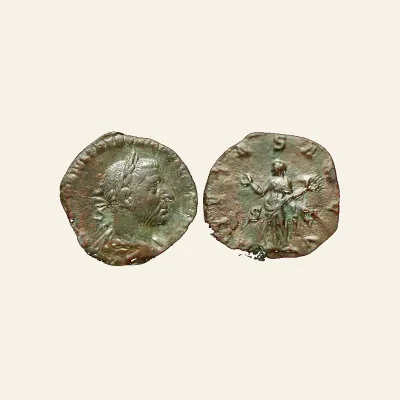 Reverse, of the sestertius, for Trebonianus Gallus (251-253), Sestertius, Rome, AE (g 17,15; mm 29), mint of Rome, 251-253