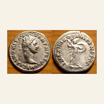 Domitian, A.D. 81-96. AR denarius minted A.D. 87.