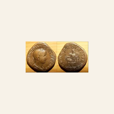 GORDIAN III (238-244). Sestertius. (21.9g , 31mm) CONCORDIA MILIT Rome.