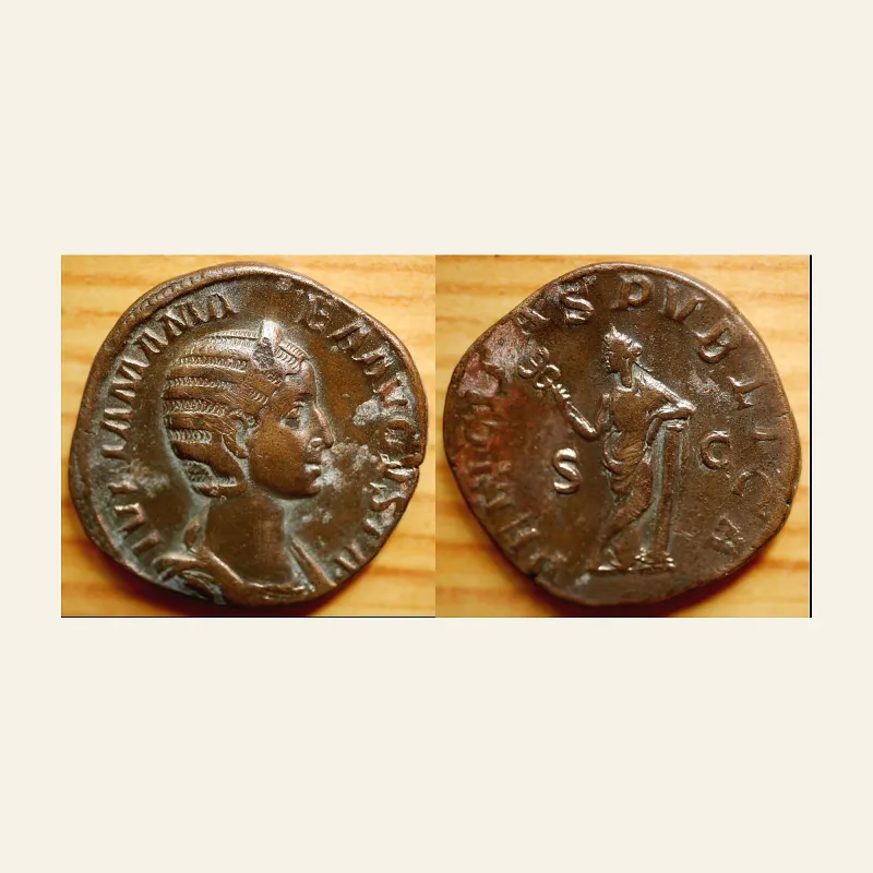 Julia Mamaea, Æ sestertius (30mm, 20.6 gm). Rome, AD 228.