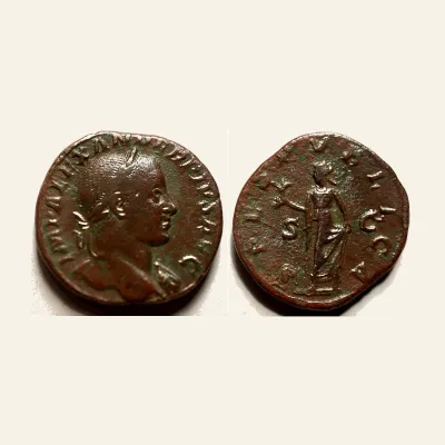 Obverse, of the sestertius, for SEVERUS ALEXANDER, 222-235 Sestertius, 232. AE 19.16 g., 222-235
