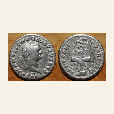 Domitian as Caesar (Vespasian 69-79) Denarius Rome AD 79 AR (g 3,27; mm 20)