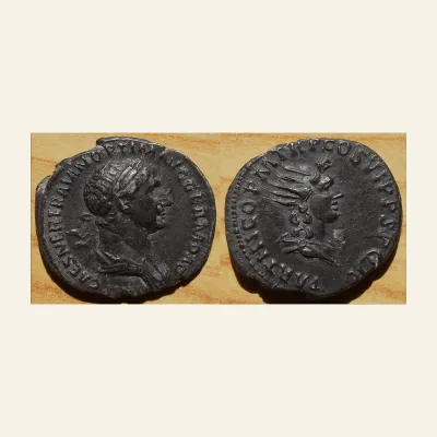 Avers, du denarius, pour Trajan AR Denarius. Rome, AD 116-117., atelier de Rome, 116-117, RIC RIC 326