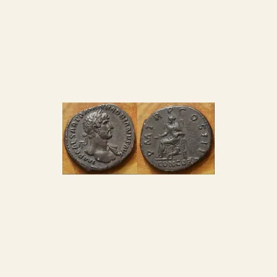 Hadrian AR Denarius. Rome, AD 119-122.