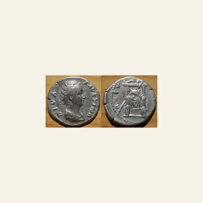Diva Faustina I. Died 141 AD. Denarius, 3.36g . Rome.