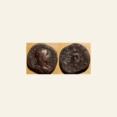 Reverse, of the sestertius, for SEVERUS ALEXANDER, 222-235 Sestertius, 232. AE 22.51 g., 222-235