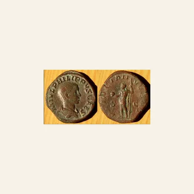Reverse, of the sestertius, for PHILIP II. as Caesar, 244-247 AD. Æ Sestertius (21.38 gm, 30mm)., 247 AD