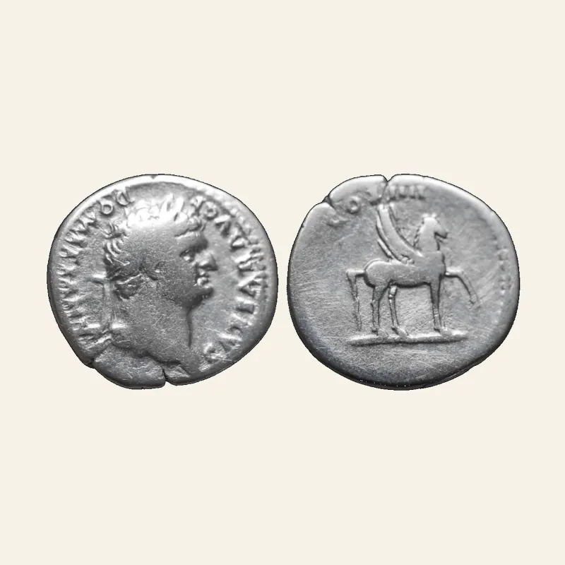 DOMITIAN CAESAR, 69-81. AR Denarius, under Vespasianus, 76.