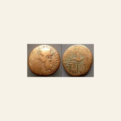 Reverse, of the dupondius, for SPAIN, Colonia Patricia. Augustus. 27 BC-AD 14. Æ dupondius (33mm, 16.44 g,)., 27 BC