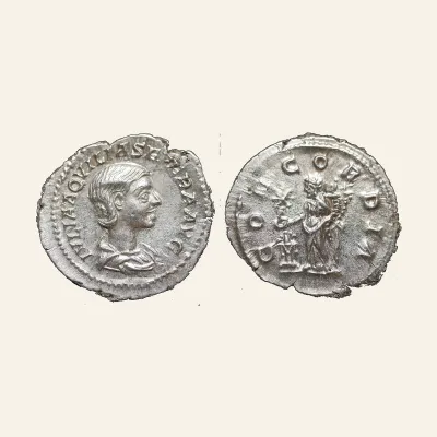 AQUILIA SEVERA, 2nd and 4th wife of ELAGABALUS Silver Denarius - RARE