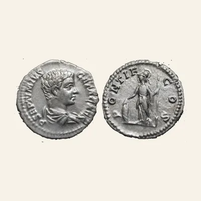 Geta, as Caesar, AR Denarius. Rome, AD 203-208.