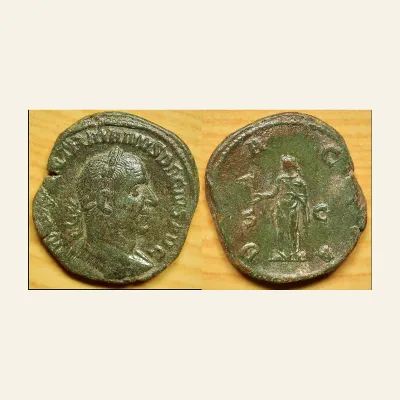 Avers, du sestertius, pour Trajan Decius (249-251), AE Sestertius, Rome, AD 249-251., atelier de Rome, 249-251, RIC RIC 112a