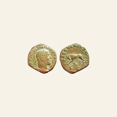 PHILIP I. 244-249 AD. Æ Sestertius. Struck 248 AD