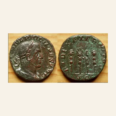 Avers, du sestertius, pour PHILIPPUS I (244-249) AE-Sestertius, 17,79 g. Rome. c. 244-249., atelier de Rome, 244-249, RIC...