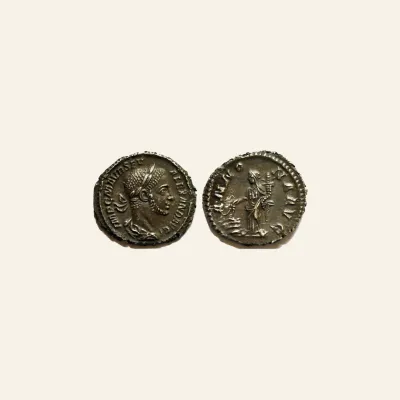 Reverse, of the denarius, for Severus Alexander AR Denarius. Rome, AD 228. ANNONA, mint of Rome