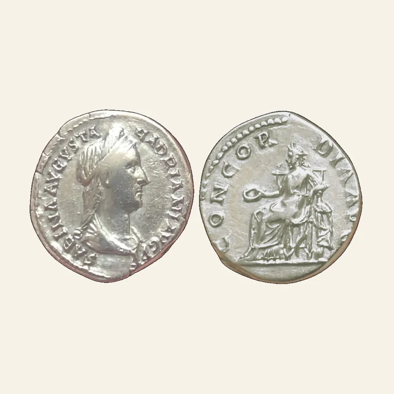 Obverse, of the denarius, for Sabina. Augusta, AD 128-136/7. AR Denarius (19mm, 3.34 g,). Rome mint., mint of Rome, 128-136