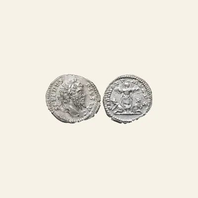 Reverse, of the denarius, for Septimius Severus AR Denarius. Rome, AD 202., mint of Rome, 385-387