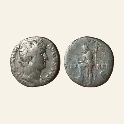 Hadrian. A.D. 117-138. AE sestertius (32 mm, 23.6 g,). Rome mint, A.D. 125-128.