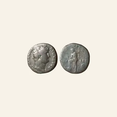 Hadrian. A.D. 117-138. AE sestertius (32 mm, 23.6 g,). Rome mint, A.D. 125-128.