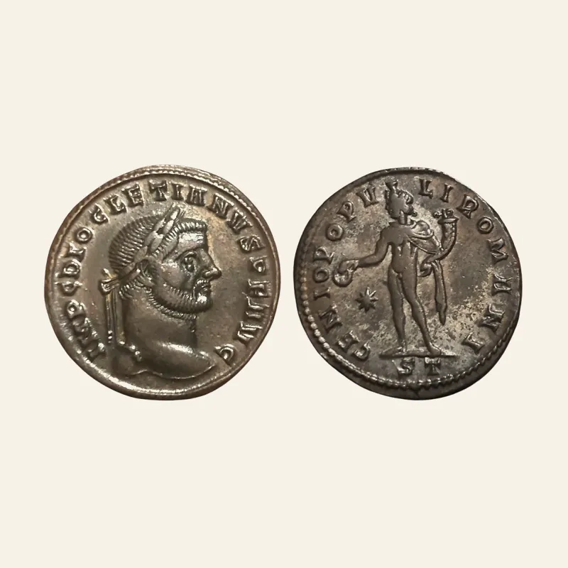 Diocletian, 284-305. follis (Silvered bronze, 29 mm, 10.50 g,), Ticinum, circa 296-297.