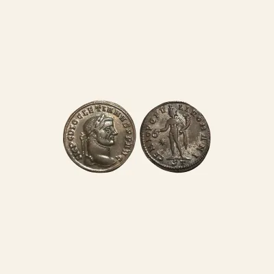 Diocletian, 284-305. follis (Silvered bronze, 29 mm, 10.50 g,), Ticinum, circa 296-297.