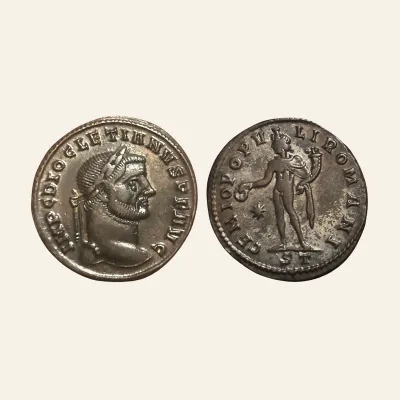 Diocletian, 284-305. follis (Silvered bronze, 29 mm, 10.50 g,), Ticinum, circa 296-297.