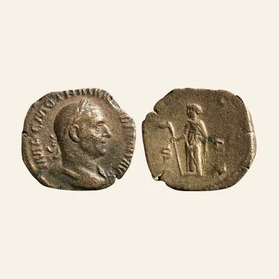 Avers, du sestertius, pour Trajan Decius (249-251 AD). AE Sestertius (28 mm, 13.1 g), Roma., 251 AD, RIC RIC IV
