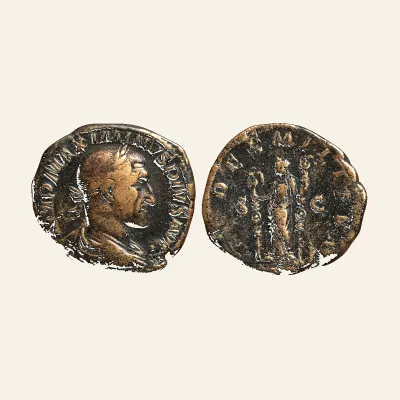 Maximinus I 'Thrax', A.D. 235-238. Æ Sestertius.Rome, A.D. 235/6 . FIDES MILITVM