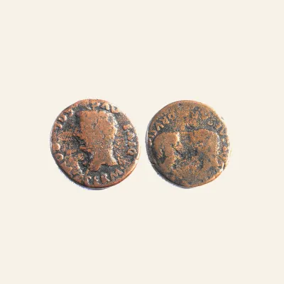 Hispania. Colonia Romula. Tiberius with Germanicus and Drusus, as Caesares Æ As - 14-37 AD.