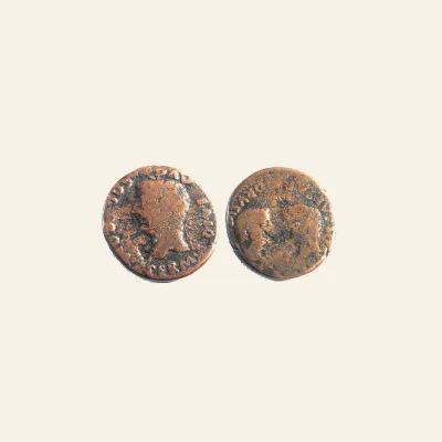 Hispania. Colonia Romula. Tiberius with Germanicus and Drusus, as Caesares Æ as - 14-37 AD.