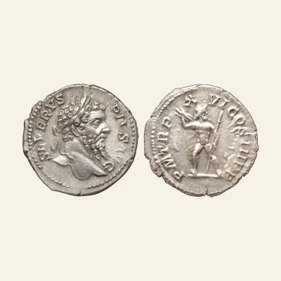 Avers, du denarius, pour Septimius Severus AD 193-211. AR Denarius Rome, atelier de Rome, 193-211, RIC RIC 216