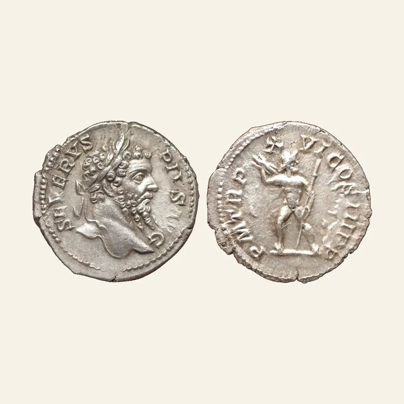 Obverse, of the denarius, for Septimius Severus AD 193-211. AR Denarius Rome, mint of Rome, 193-211