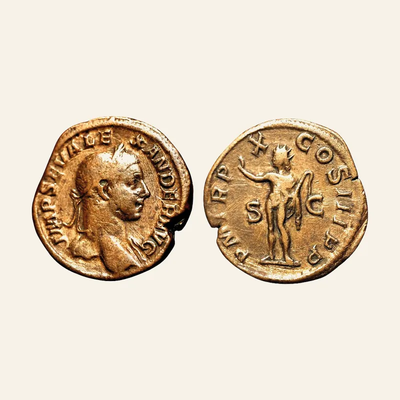 Obverse, of the sestertius, for Severus Alexander. AD 222-235. Æ Sestertius (31mm, 22.7 g). Rome mint. AD 231., mint of...