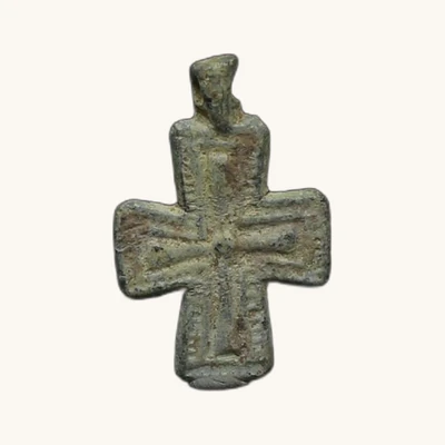Byzantin Pendentif Croix en Plomb - vue 3