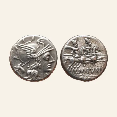 Junius M. Junius Silanus. AR Denarius. 145 BC. Rome.