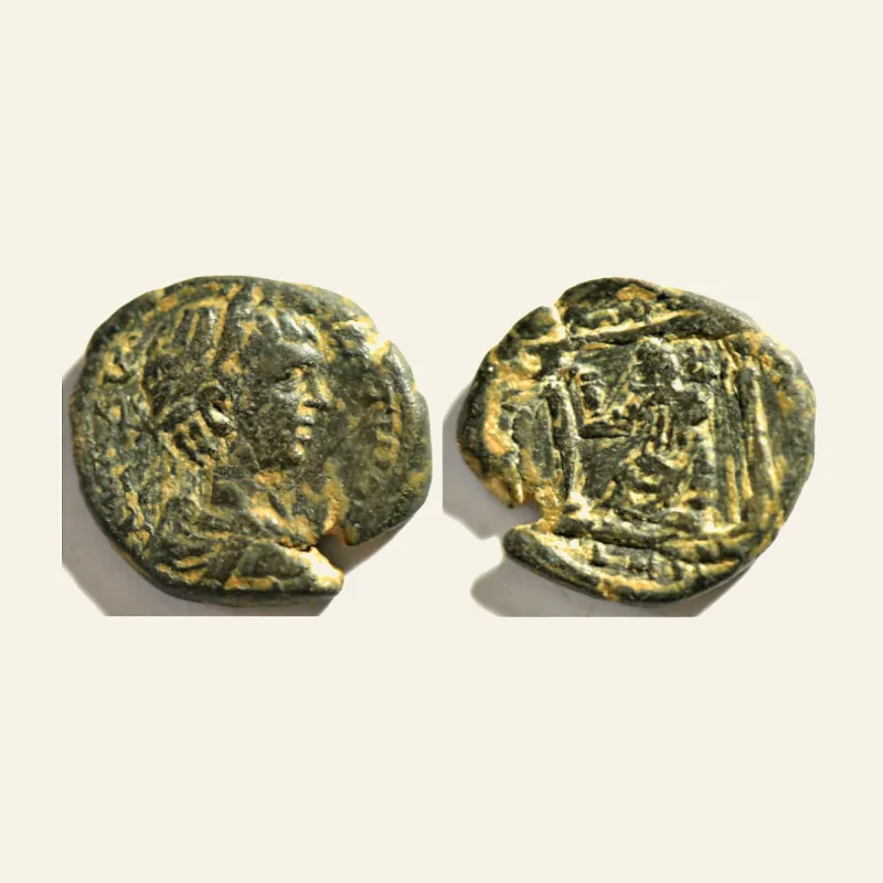 Obverse, of the as, for SYRIA, Decapolis. Petra. Geta. as Caesar, AD 198-209. Æ 23mm (8.1 g,)., 198-209