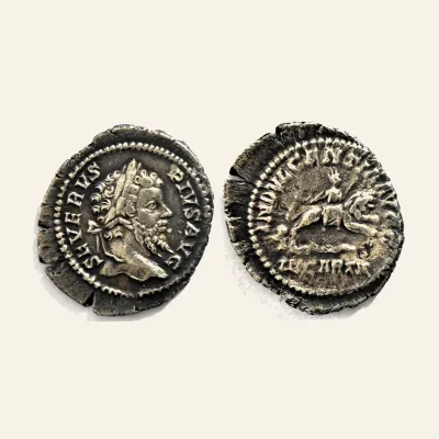 Obverse, of the denarius, for Septimius Severus; 193-211 AD, Rome, 204 AD, AR Denarius, mint of Rome, 211 AD
