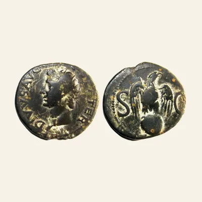 DIVUS AUGUSTUS AE as. Eagle standing on globe. Posthumuous issue by Tiberius