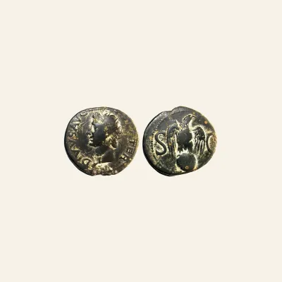 DIVUS AUGUSTUS AE as. Eagle standing on globe. Posthumuous issue by Tiberius