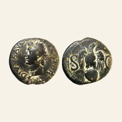 DIVUS AUGUSTUS AE as. Eagle standing on globe. Posthumuous issue by Tiberius