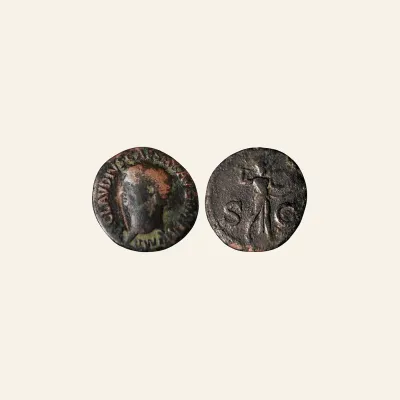 Claudius (AD 41-54) Æ as / Minerva Rome