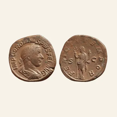 Gordian III Æ Sestertius. Rome, AD 244. FELICIT TEMPOR