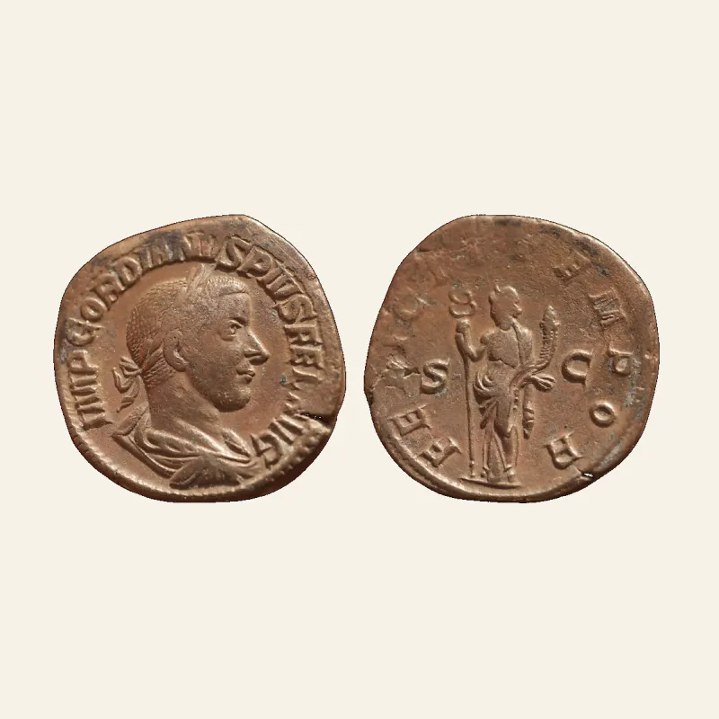 Gordian III Æ Sestertius. Rome, AD 244. FELICIT TEMPOR