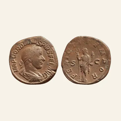 Gordian III Æ Sestertius. Rome, AD 244. FELICIT TEMPOR