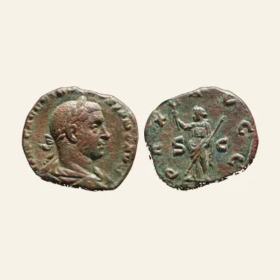 Reverse, of the sestertius, for Volusian (251-253), Sestertius, Rome, AD 251-253; Æ (g 16,26; mm 27.5), mint of Rome, 251-253