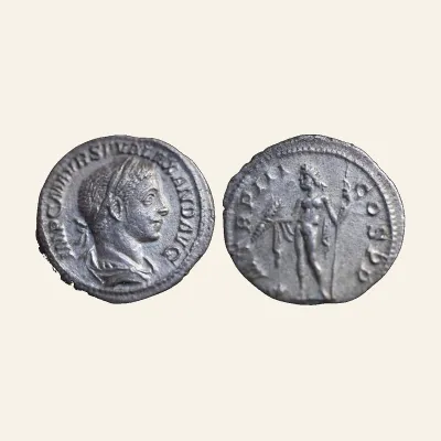 Reverse, of the denarius, for Severus Alexander, 222-235. Denarius (Silver, 18 mm, 2.42 g,), Rome, 224., mint of Rome...