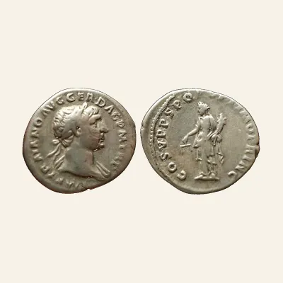 Reverse, of the denarius, for Trajan (98-117) AR-Denarius, 3.17 g., 19 mm. Rome, 103-112., mint of Rome, 98-117