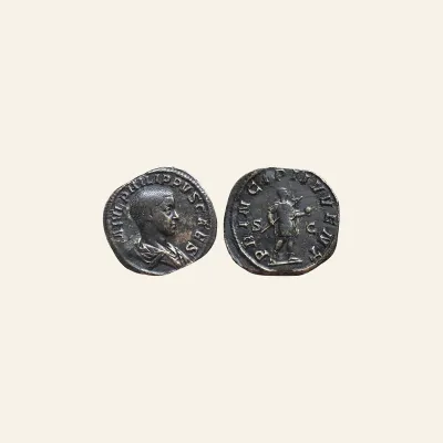 Reverse, of the sestertius, for Philip II, as Caesar (Philip I, 244-249), AE Sestertius, Rome, AD 244-246, mint of Rome...
